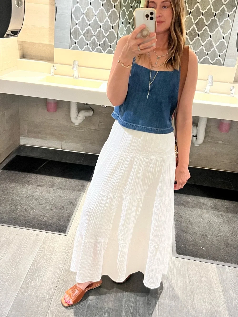 Old Navy Denim Scoop Neck Tank Top - Blue